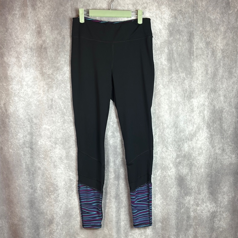 GAIAM Black Leggings with Multicolor Accents